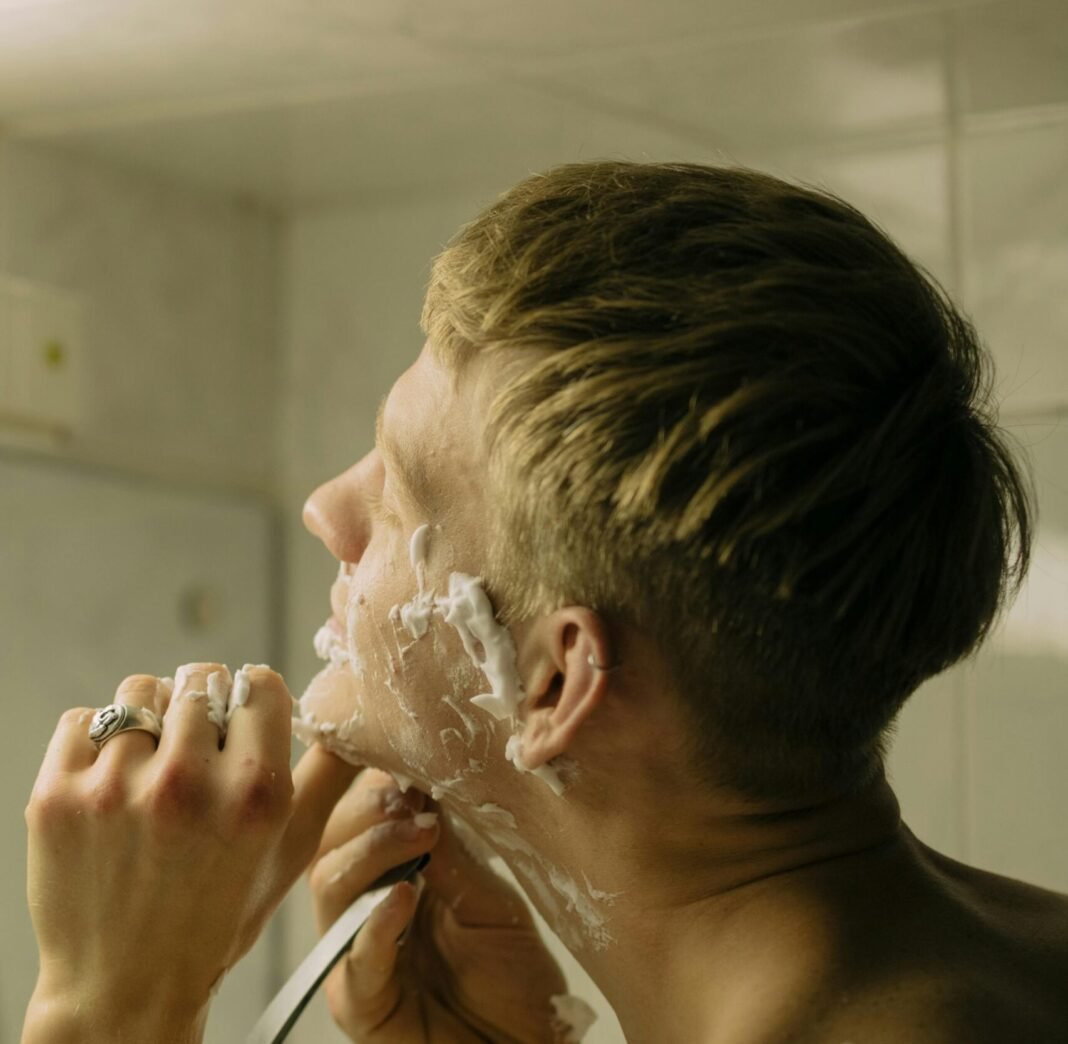 Waiter shaving for grooming and hygiene